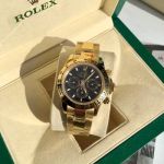 ROLEX Daytona 904L Steel Self-produced Movement Gold Bracelet Black Wrist Watch